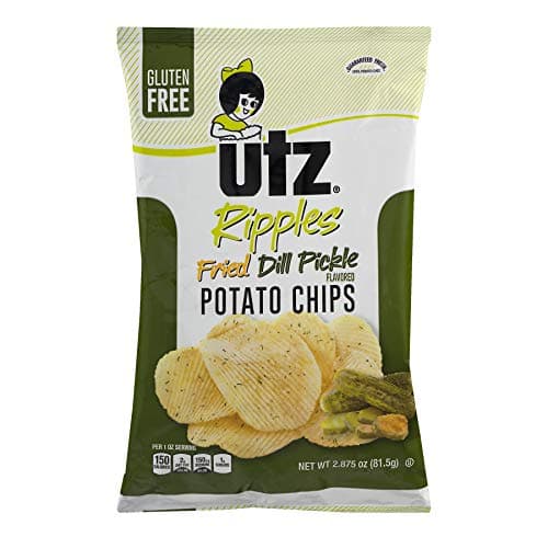 UTZ Ripples Fried Dill Pickle Potato Chips 2.875 oz Bags - Pack of 14