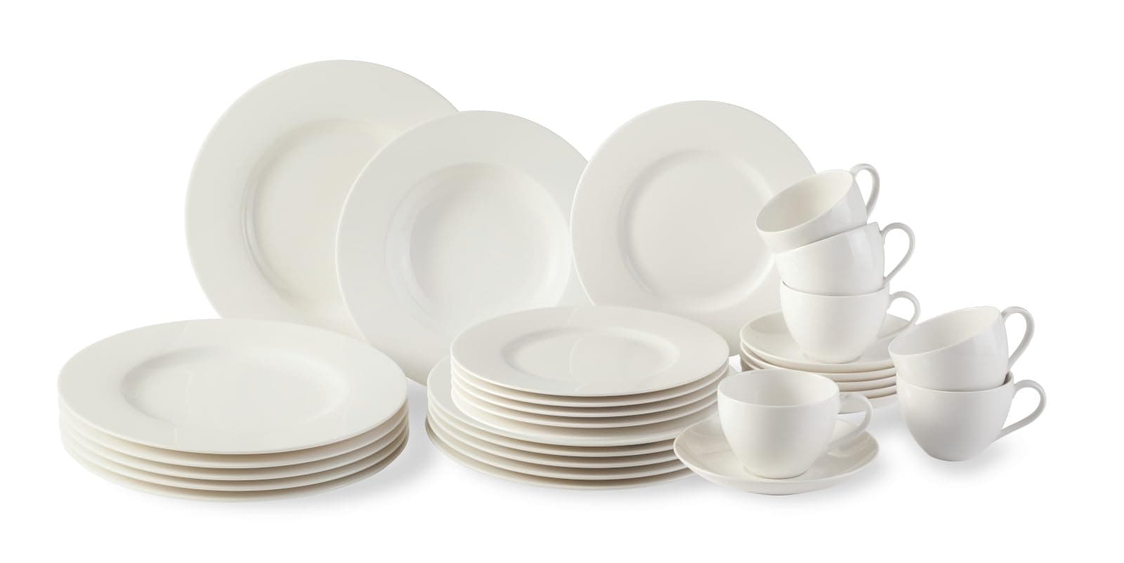 vivo by Villeroy & Boch Group Basic White Combo Set, 30 Pieces, Premium Porcelain, White