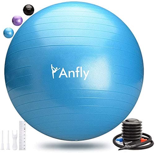 Anfly Exercise Ball - Extra Thick Large Anti-Burst Stability Ball, Pilates Yoga Ball Sizes for Pregnancy, Birthing, Body Workout Training and Physical Therapy