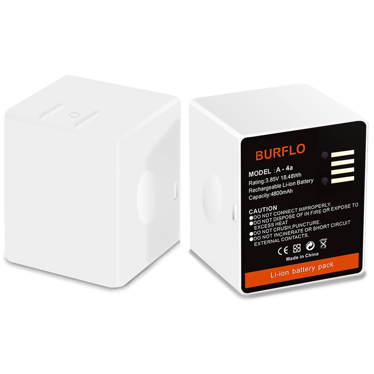 Burflo 2-Pack 4800mAh Rechargeable Battery for Arlo Cemera,Compatible with Pro 5S 2K/Arlo Pro 3/Pro 4/Ultra 2 Camera,Model A-4A,VMA5400 100NAS