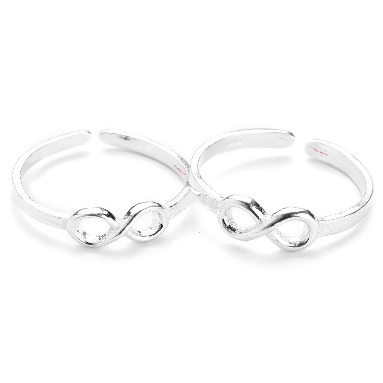 DHRUVS COLLECTION 925 Sterling Silver Infinity Design Toe Rings for Women & Girls | Adjustable Pure Silver Chandi ki Bichhiya Pair | Ideal Gift for Her