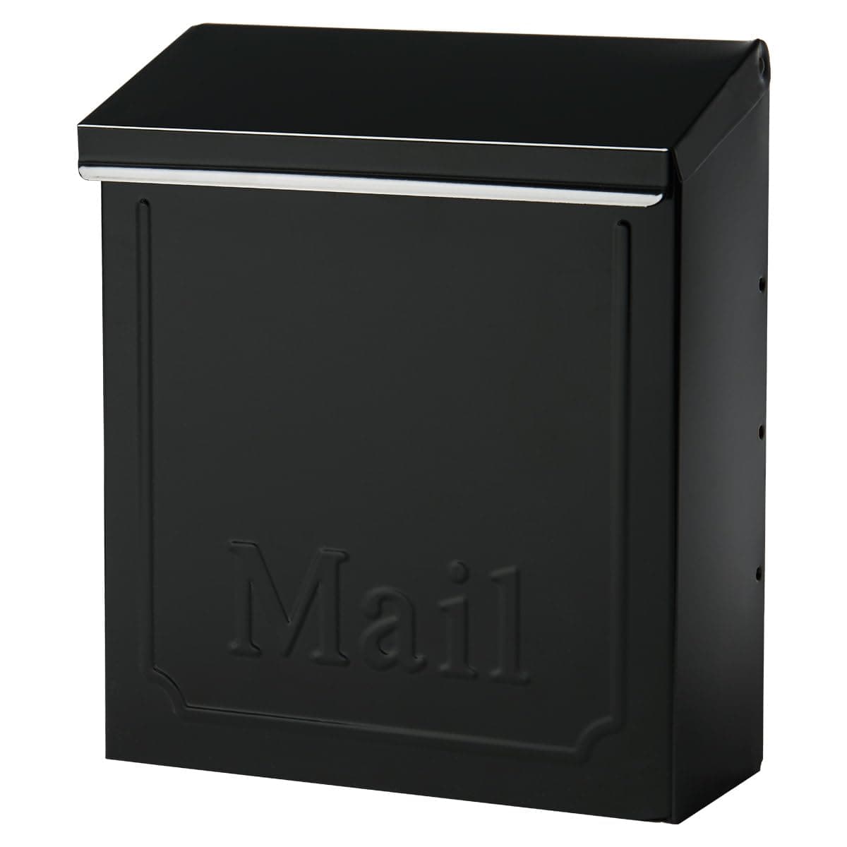 Townhouse Vertical Small Capacity, Galvanized Steel Wall Mount Mailbox, 4.1 x 8.6 x 10.1 inches, Black