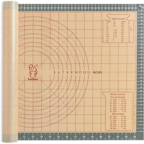 Katbite Extra Thick Silicone Baking Mat with Measurement, Non-Stick, Rectangular, 26" x 16"