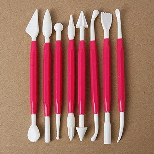 Plastic Ceramic Pottery Tools Set of 8, Carving Double Heads Clay Modelling, Sculpting, Shaping, Fondant Cake Decorating, for Art & Craft Supplies for Kids, Artist (Random Color)