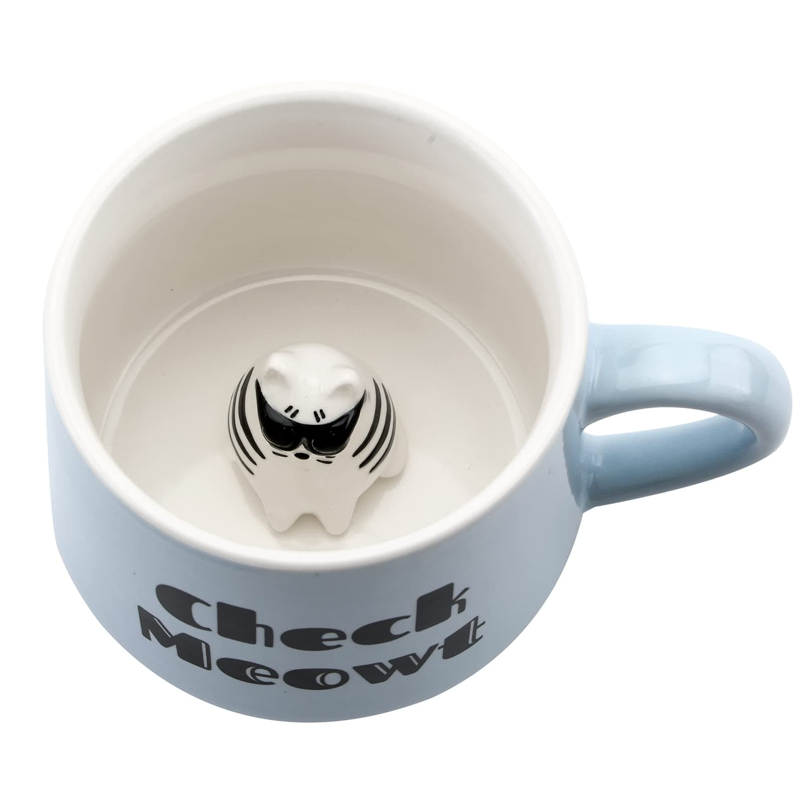Cat Ceramic Cup Hidden 3D Animal Inside Mug,12 oz Cute Cartoon Handmade Figurine Mugs,Christmas Birthday Surprise for Friends Family or Kids (Cat)