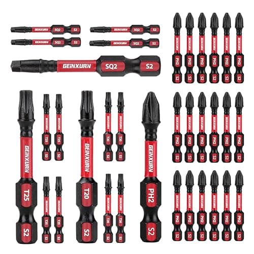 Impact Tough Phillips Square Torx 2 in. Insert Driver Bits, 35Pack Bulk T20/T25/PH2/SQ2 Screwdriver Power Bits Set