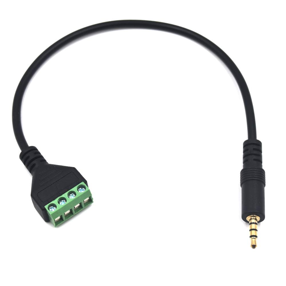 Kework11.8 inch Gold Plated 1/8" 3.5mm TRRS 4 Pole Stereo Jack Male to AV 4 Screw Terminal Female Block Balun Solderless Headphone Connector Converter Adapter Extension Audio Cable Cord (3.5mm Male)