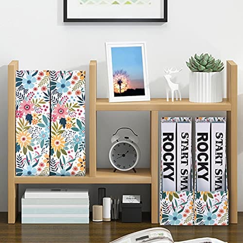 4 Pack Foldable Magazine Holder, Seamless Floral Designered File-Boxes Desk File Organizer for Office/Home/School, Bright Flower