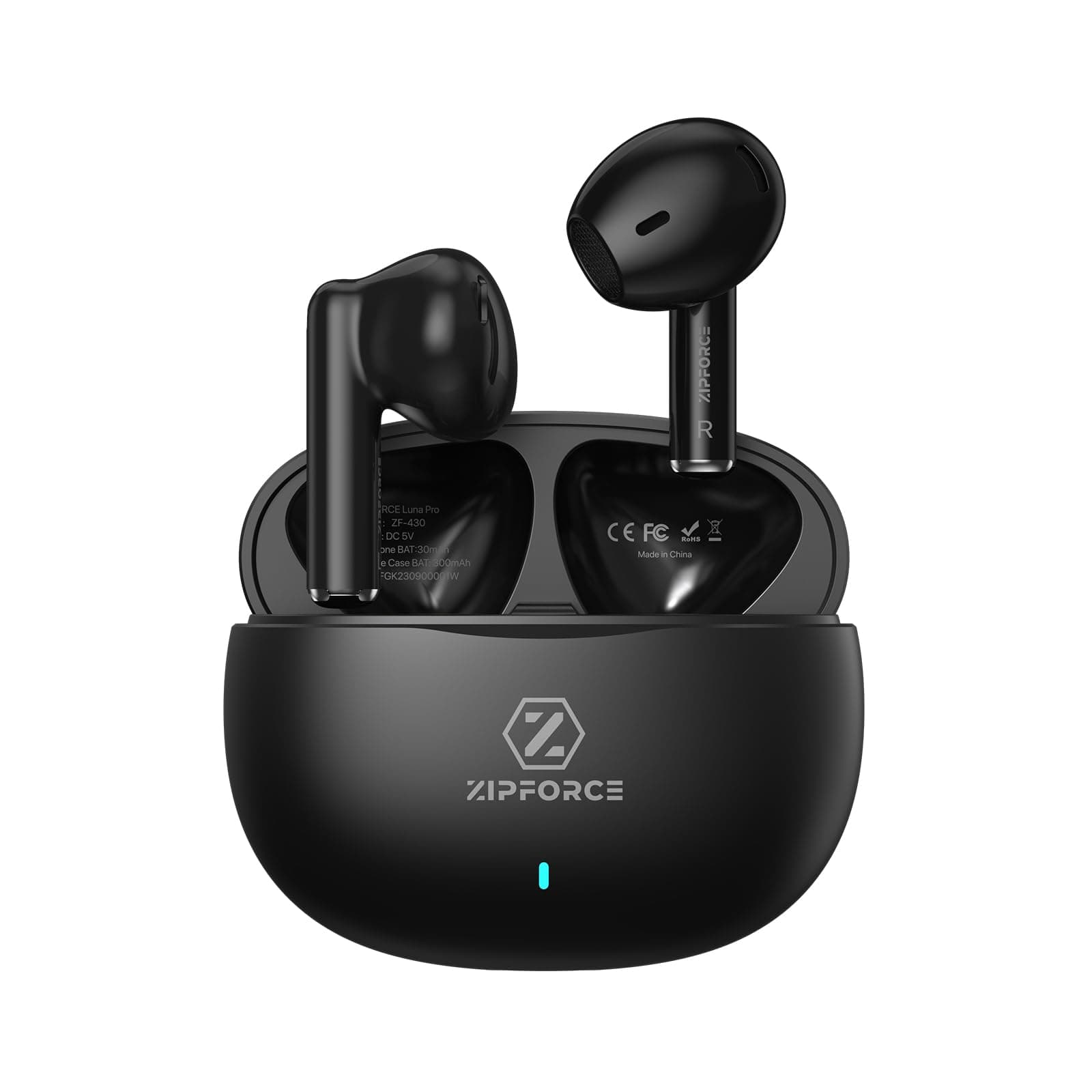 ZIPFORCE True Wireless Earbuds, in-Ear Bluetooth 5.3 Headphones 4-Mics ENC Clear Call, Bluetooth Earbuds Touch Control 40 Playtime, IPX6 Waterproof TWS, Light-Weight Earphones