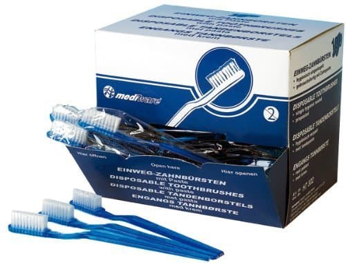 Disposable Toothbrushes, With Paste, Individually Wrapped, Box of 100 by Mediware