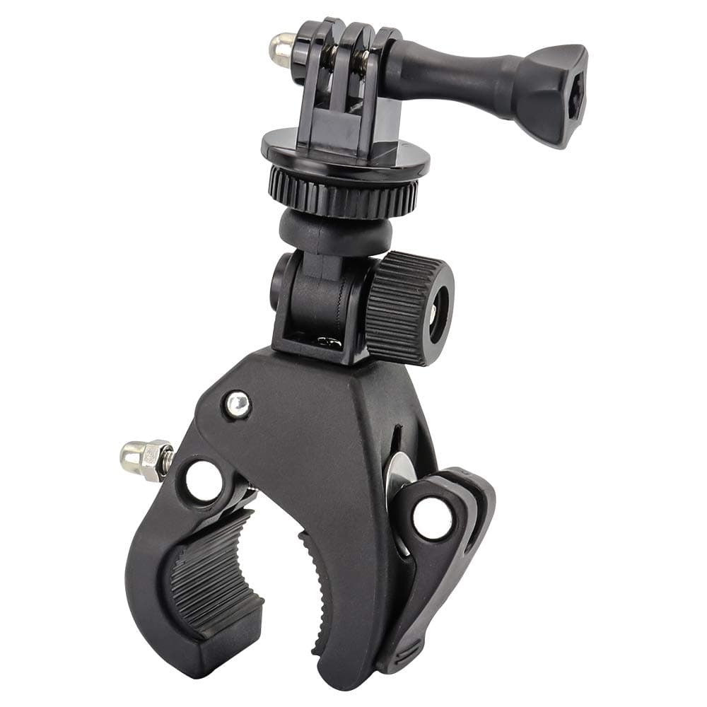 Easy-Mounted Gun/Rod/Bow Camera Clamp Mount with 1/4 Thread for GoPro Hero 9/8/7/6/5/4/3+/3/2/1 Session Action Camera, Hunting Camera Accessory Fishing Pole Clamp
