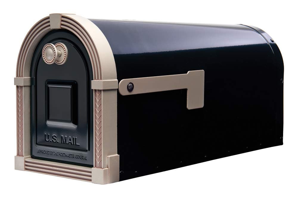 Gibraltar Mailboxes BM16BSN1 Brunswick Post Mount Mailbox, Large, Black and Satin Nickel