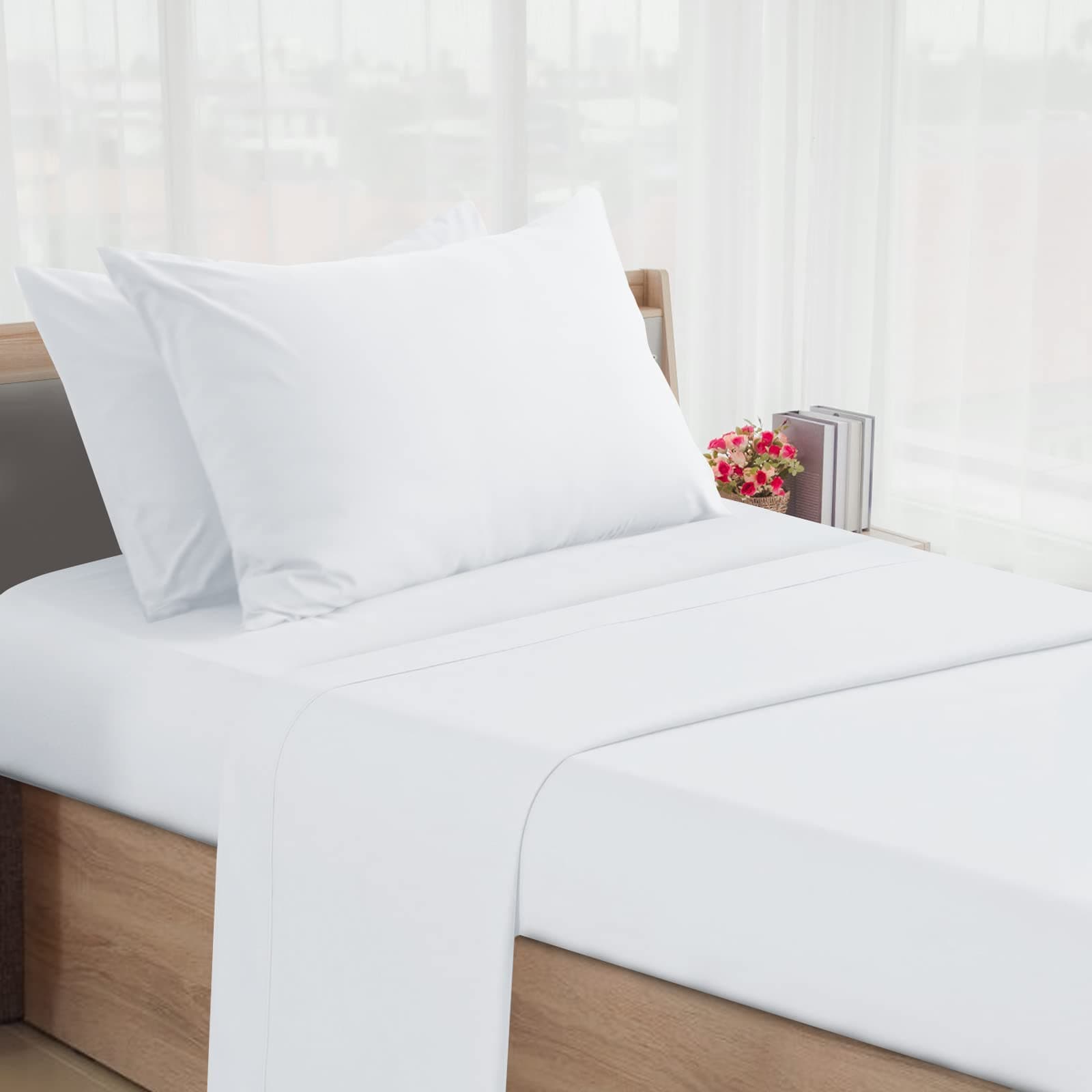 SPRINGSPIRIT Cot Sheets - 30" x 75" x 9", 4 Piece Set, Fitted Sheets for Twin/Camp Bunk/RV Bunk/Guest Beds, WhiteOEKO-TEX STANDARD 100