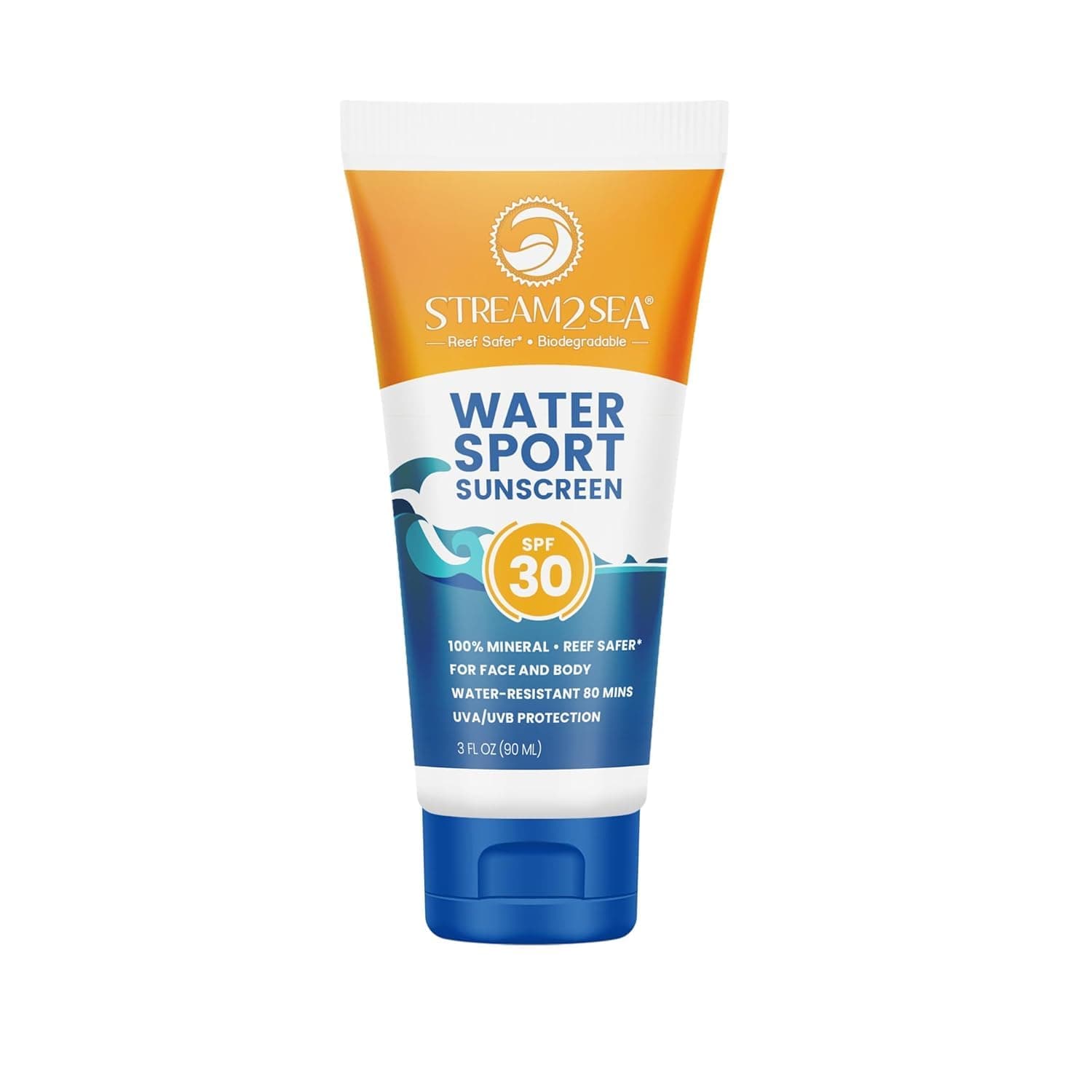 SPF 30 Biodegradable Mineral Sunscreen, 3 Fl oz Non-Greasy and Moisturizing Reef Safe Sunscreen For Face Protection and Body Against UVA and UVB