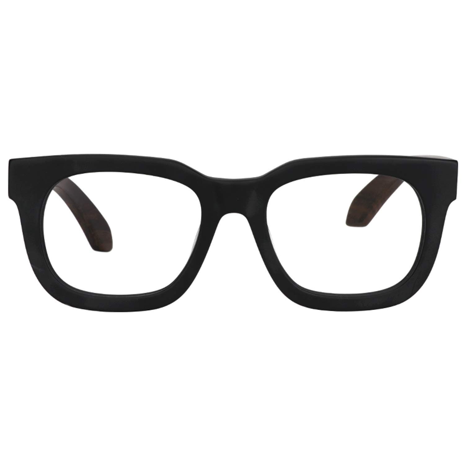 Zeelool Retro Thick Rectangle Wood Arm Eyeglasses Frame for Men Non-prescription Clear Lens Sam FP0432