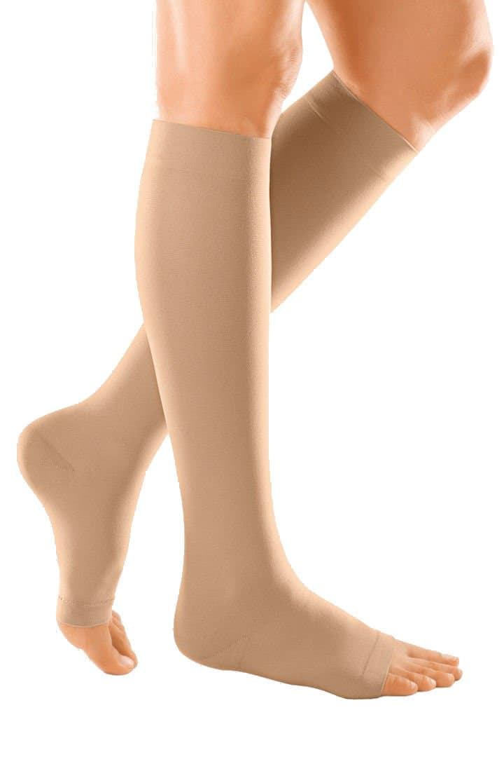 Duomed Soft (BS CCL 1) Compression Stockings Below Knee Open Toe Beige Medium