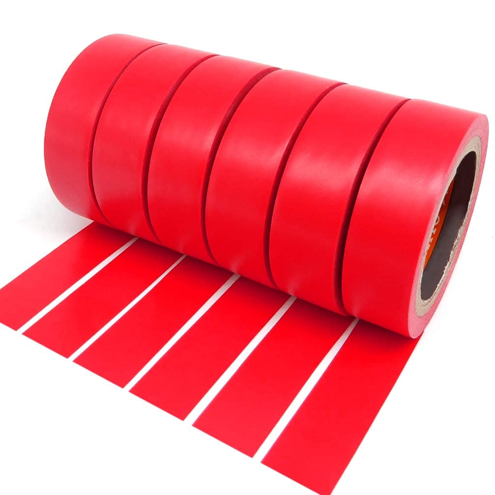Red PVC Electrical Insulation Tape 6 Roll Strong Adhesive Roll Tapes 17mm x 9m