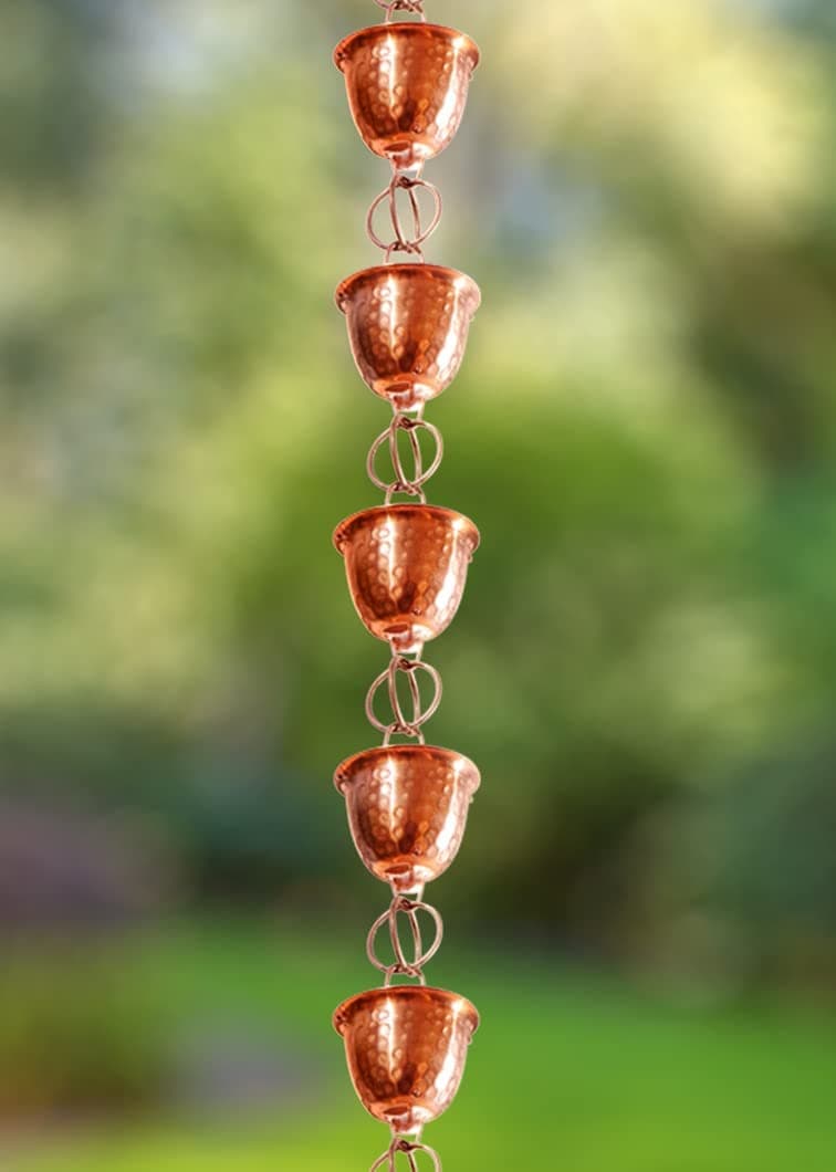 Monarch Rain Chains Powder Coated Hammered Cup Rain Chain