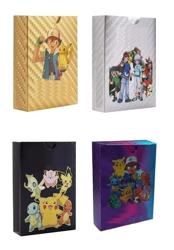 TECH LOGO ELECTRONICS 220 Pcs Playing Cards 55 Gold,55 Silver,55 Black & 55 Rainbow Cards All Rare Series Set of 220 Cards Box - Vstar V Series EX Vmax GX Rare (Gold+Silver+Black+Rainbow)