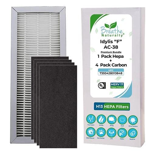 Replacement Idylis AC-38 F 1pk Hepa Filter Bundle with Carbon Filter 4pk
