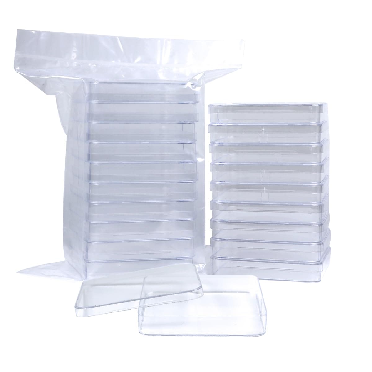 BIPEE 10 Pack Sterile Thick Plastic Petri Dishes with Lid,10cm x 10cm Square Petri Dish for Lab Science Experiment
