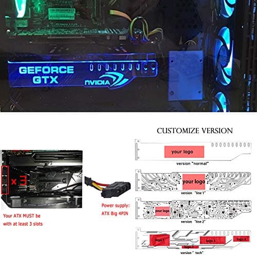 Customizable Yosy LED GPU Brace Universal Acrylic Graphics Card Holder ATX Decoration GPU Bracket with LED Lights - GEFORE GTX - 4 Colors Optional (Blue)