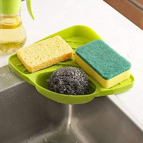 Riyaraj Useful Multipurpose Kitchen Sink Corner Tray Wash Basin Sponge Scrub Detergent Storage Holder Organizer Tool for Dish Wash Pack of 01, Random Color