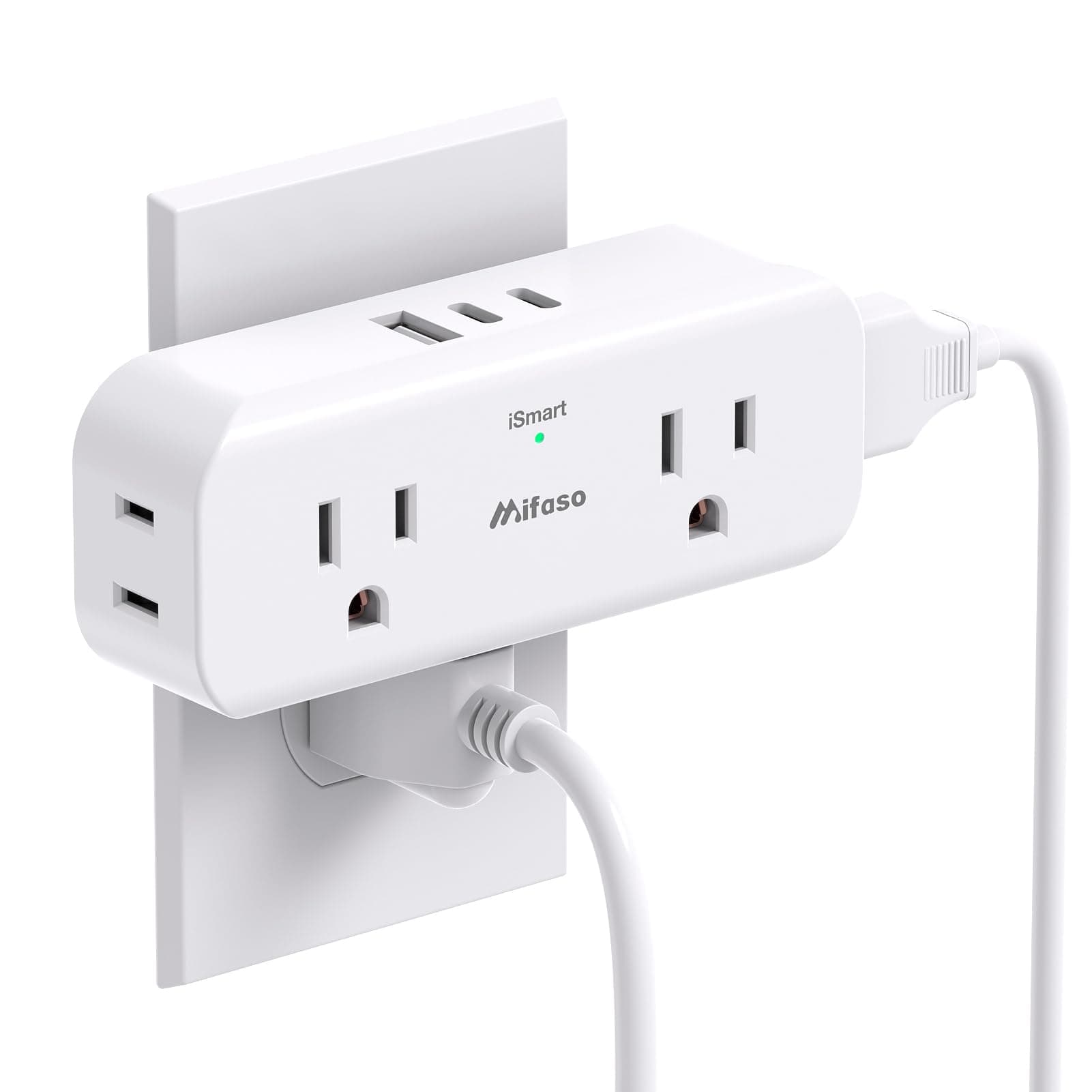 Outlet Extender, 4 Outlet Extension with 1 USB-A 2 USB-C Wall Charger, Multi Plug Outlet Splitter, Electric Wall Outet Expander for Travel, Home, Office, Dorm, Cruise Ship Essentials
