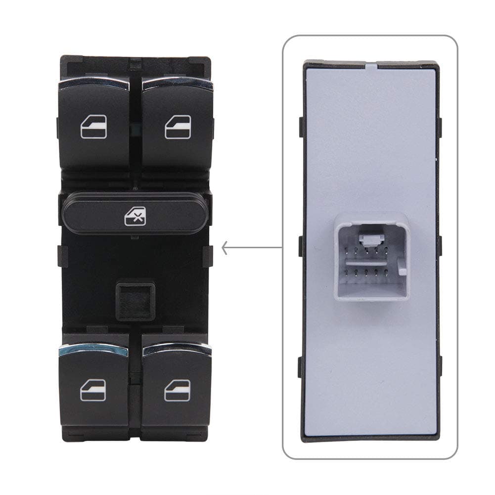 ZBN 5ND959857 5k4959857 Power Window Control Switch Front Left (Driver Side) Compatible with VW Jetta Tiguan Touran Touareg Passat CC Golf Polo Amarok Rabbit GTI R32 Caddy