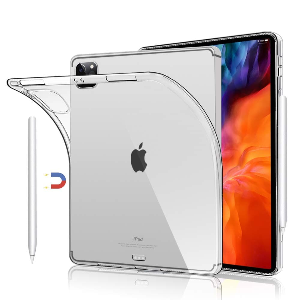 Clear Back Cover Cases for iPad Pro 12.9 inch 4th Generation 2020 and 3rd Generation 2018, Support Apple Pencil 2nd Gen Charging, Case for iPad Pro 12.9" 4th/3rd Gen