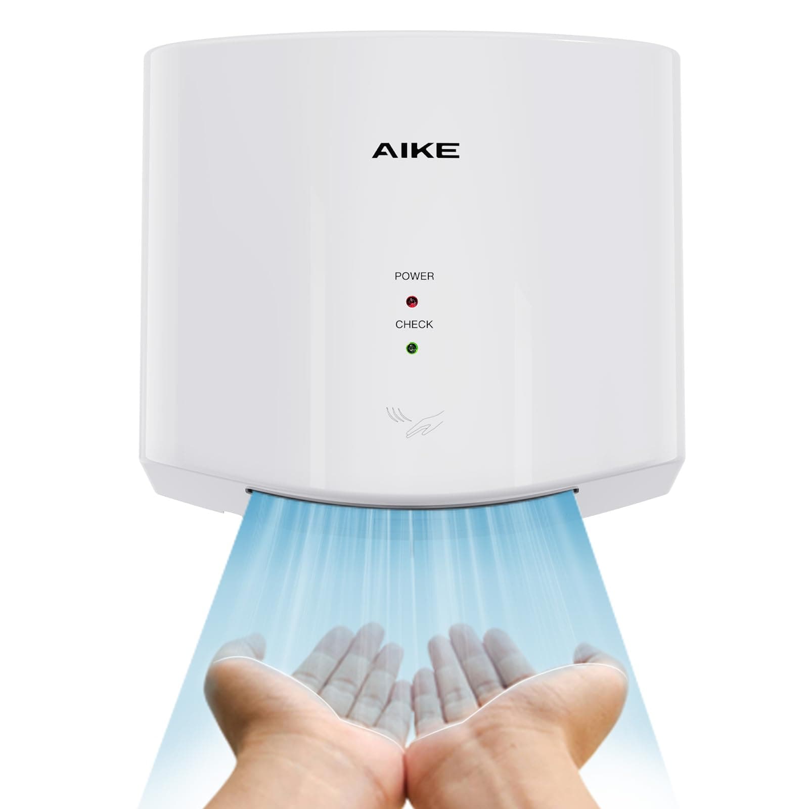 AIKE 10 Second Hand Dryer for Drying, High Speed Automatic Energy Saving Electric Hand Dryer, Commercial Hand Dryer for Bathroom and Toilet AK2630S 1400W White