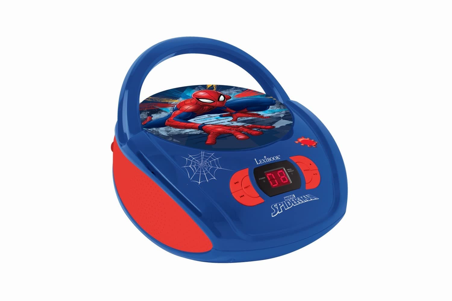 Lexibook Marvel Spider-Man Peter Parker CD player, AUX-IN jack, AC or battery-operated, Blue/Red, RCD108SP_10