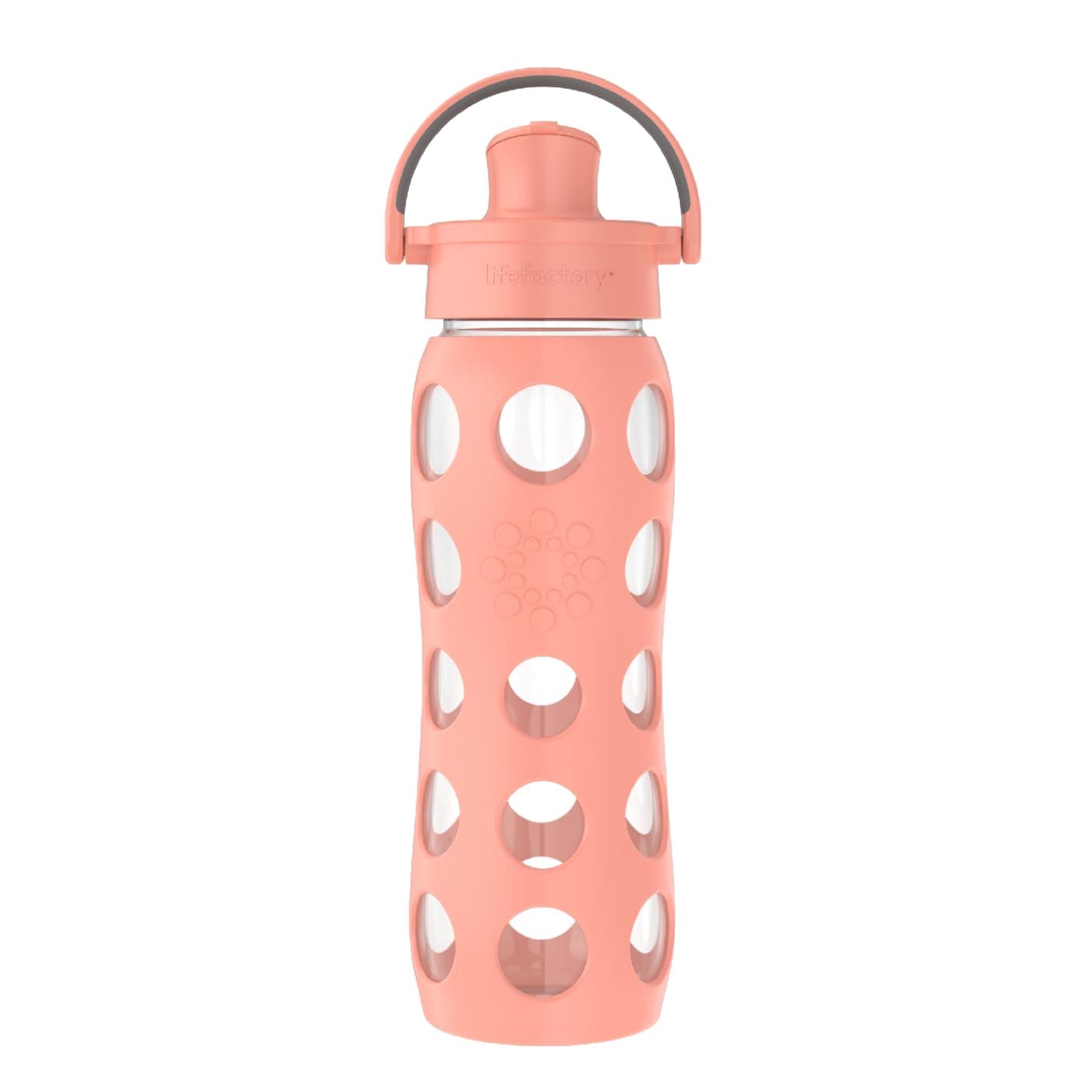 Lifefactory 16-Ounce Glass Water Bottle with Active Flip Cap and Protective Silicone Sleeve, Cantaloupe