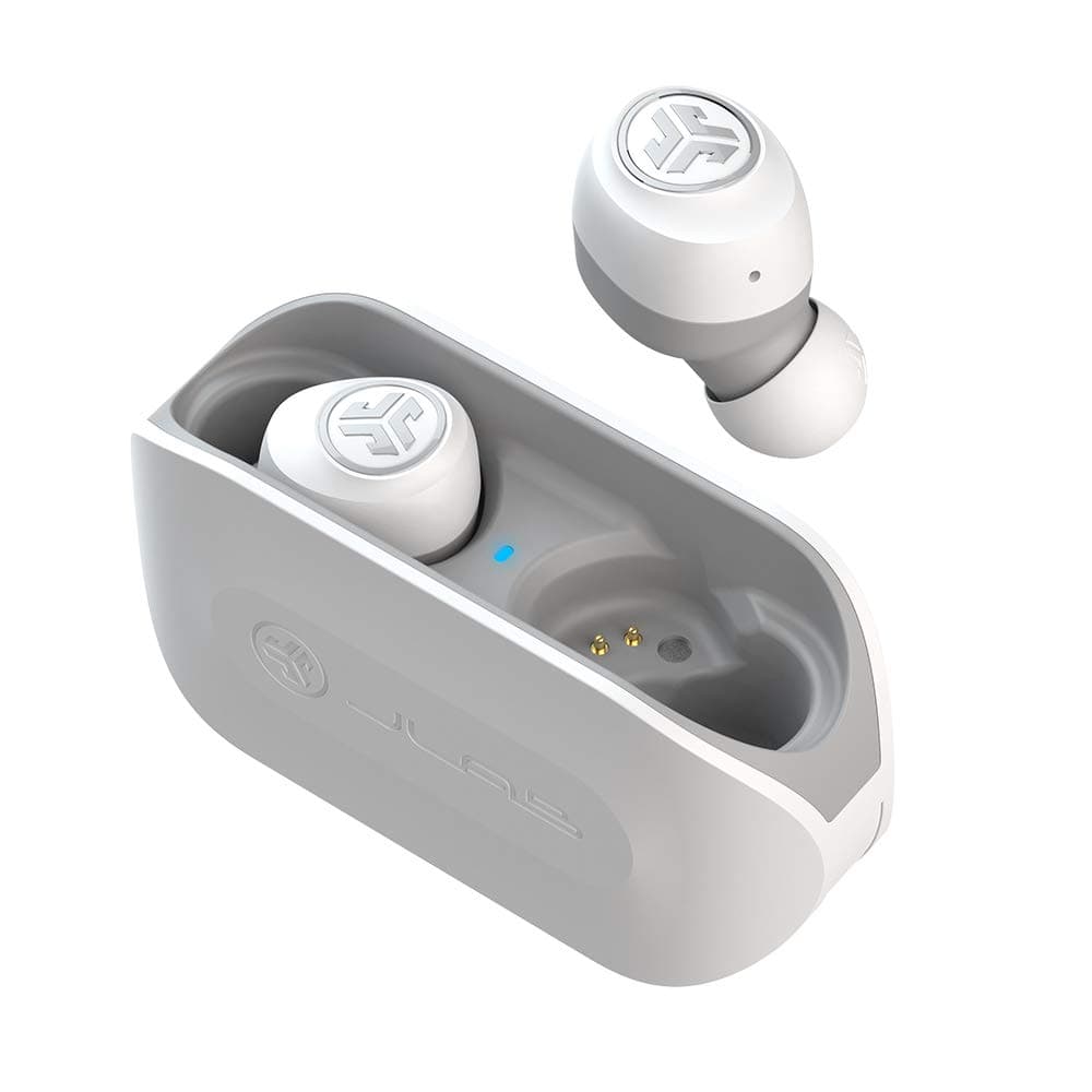 JLabGo Air True Wireless Bluetooth Earbuds + Charging Case | Dual Connect | IP44 Sweat Resistance | Bluetooth 5.0 Connection | 3 EQ Sound Settings: JLab Signature, Balanced, Bass Boost… (White)