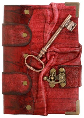 A Little Present 12.5 x 17.5 cm 3D Skull Head Pendant Design Leather Journal - Brown