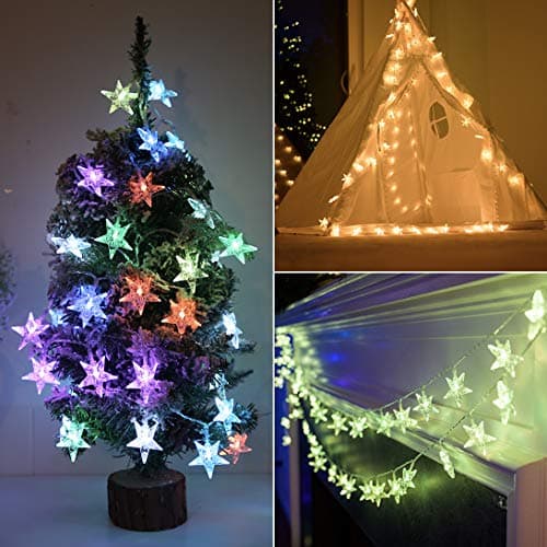 GONK Color Changing Star String Lights,16.4 ft 50 LED USB Powered Star Fairy Lights,Indoor Hanging String Lights with Remote Control for Girls Kids Bedroom Dorm Party Christmas Decor- 16 Colors