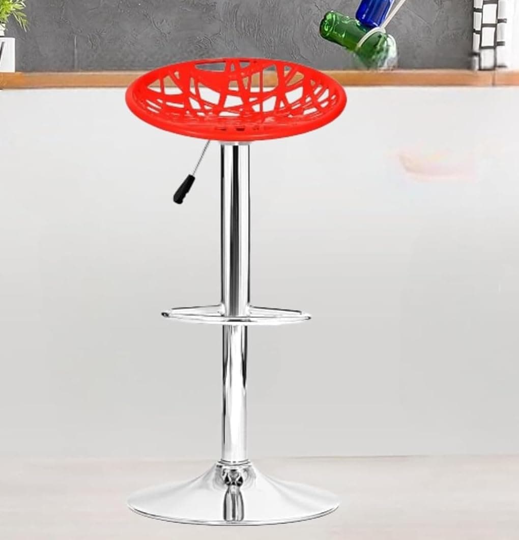 Spiderweb Height Adjustable & Revolving Bar Stool/Kitchen Chair (Red) (1 Pc)