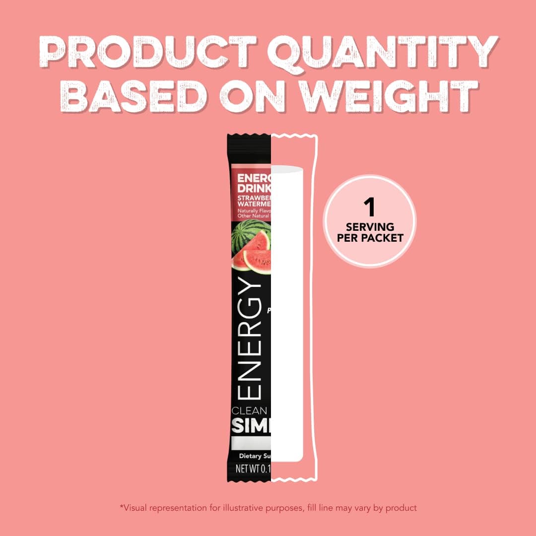 Clean Simple Eats Energy Drink Powder With 100 MG Caffeine, B Vitamins, Electrolytes & Organic Stevia, Powder Drink Mix For Hydration, Endurance & Performance, Strawberry Watermelon Flavor, 10 Packets