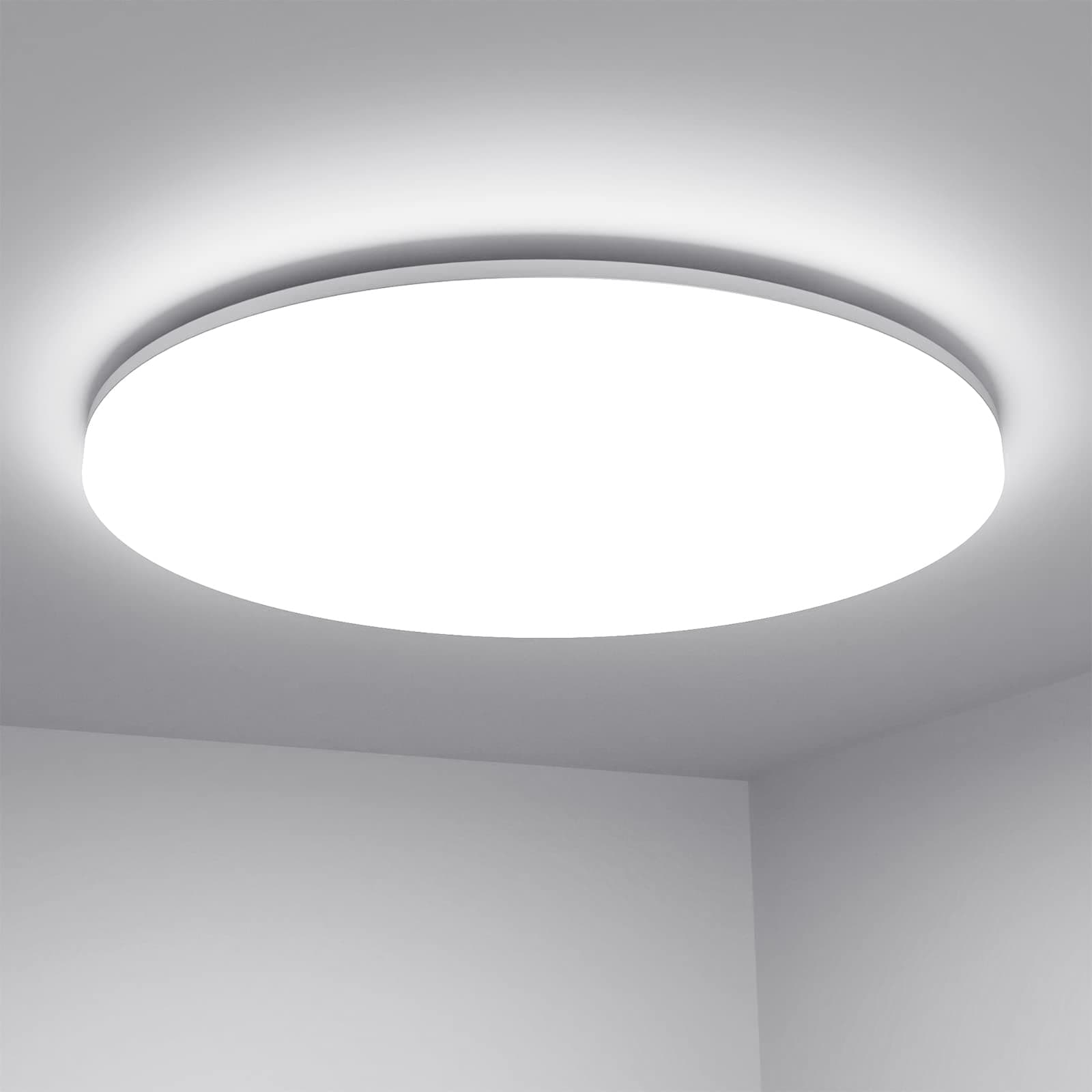 11 inch 24 watt Flush Mount LED Ceiling Light 2400 Lumen 200 watt Equivalent, Waterproof, Daylight White 5000 Kelvin Bright Ceiling Fixture for Kitchen, Bathroom, Laundry, Hallway, Not-Dimmable