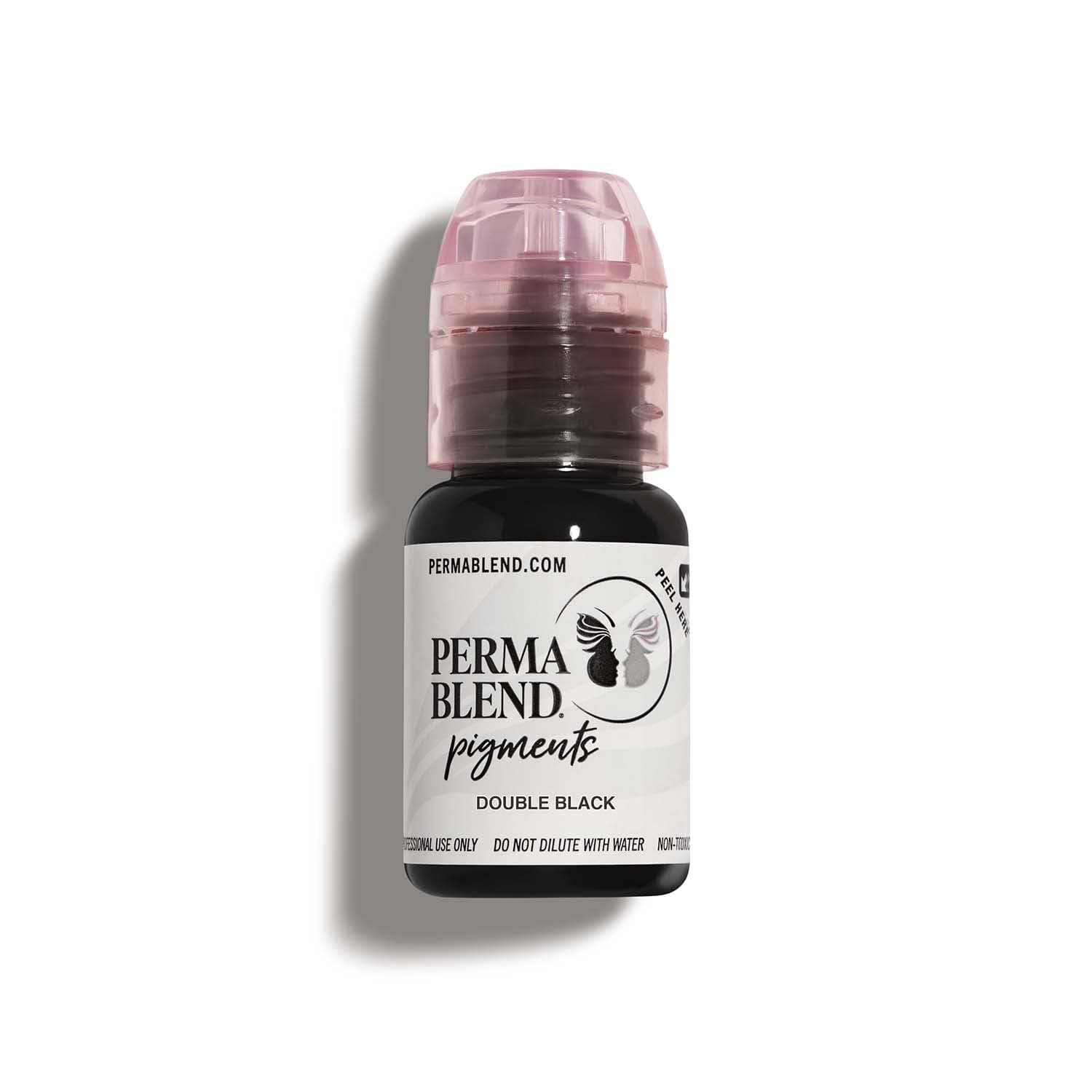 Perma Blend Microblading Ink for Permanent Eyeliner - Professional Tattoo Inks - Dark Carbon Based Black Tattoo Ink Makeup - Vegan (0.5 oz) (1 Pack) Double Black