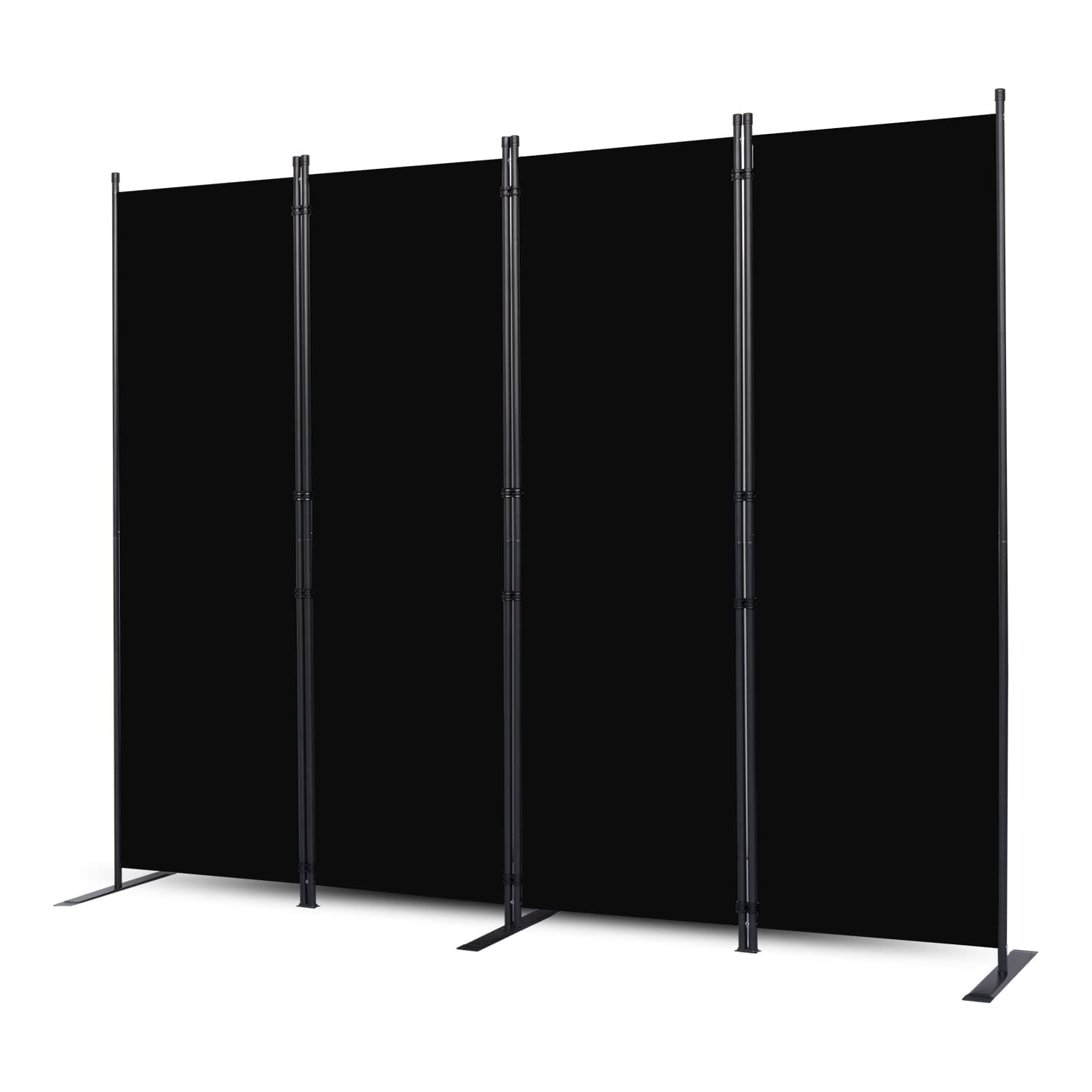 Room Divider, 4 Panel Folding Privacy Screens with Wider Feet, 6 Ft Portable Room Partition for Room Separator, Room Divider Panel 88" W X 71" H, Partition Room Dividers Freestanding,Black