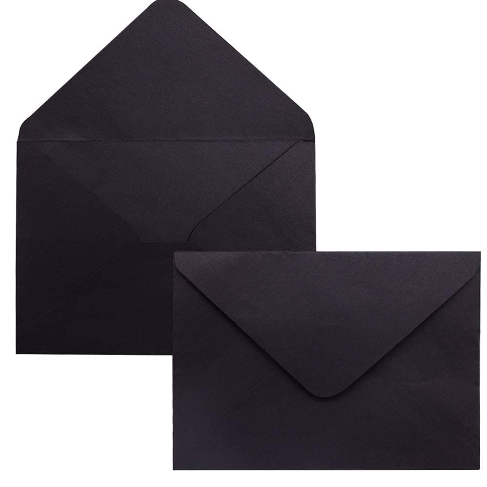 100PCS C6 Black Paper Envelope Triangle Seal Retro Simple Style for Business Wedding Party Holiday