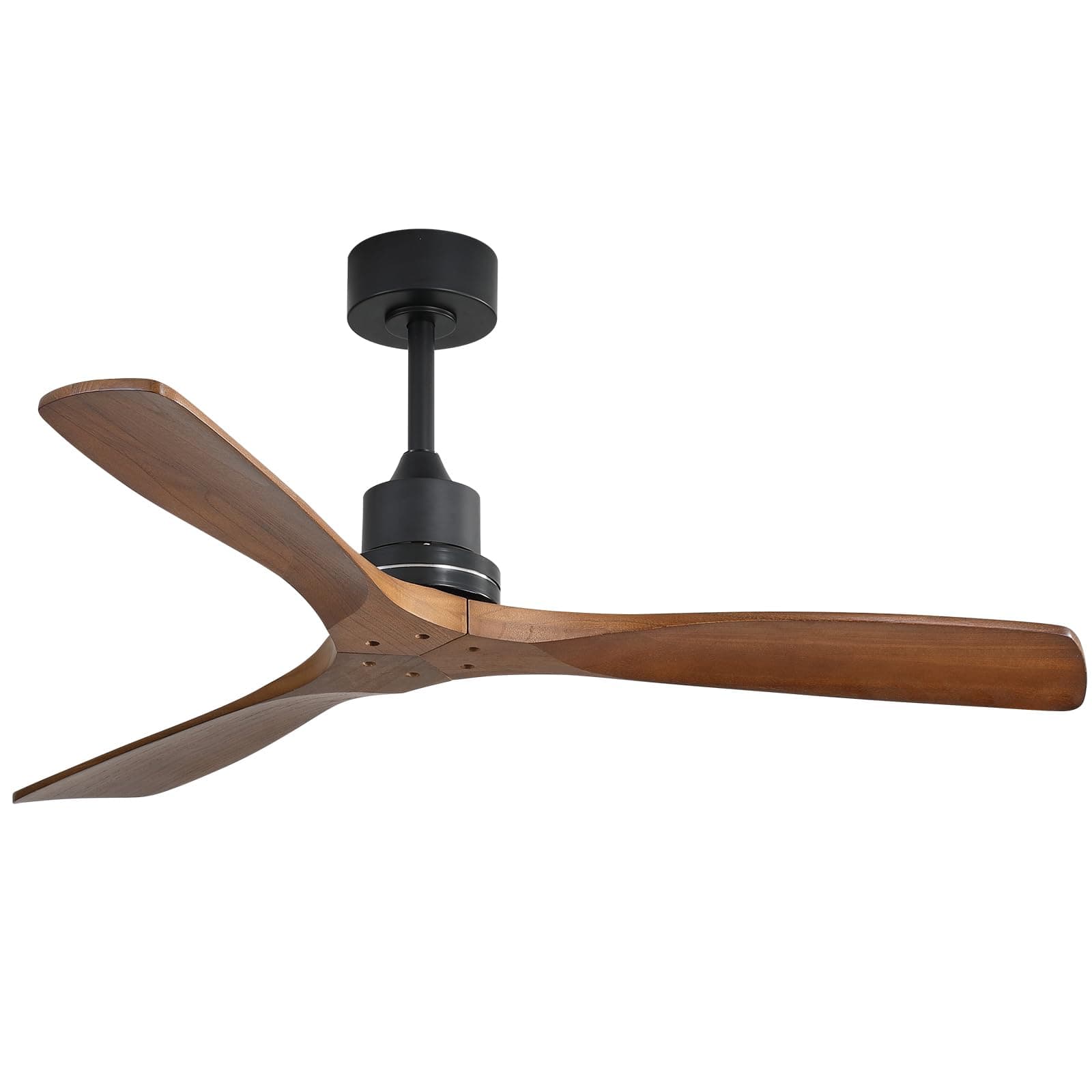 CACI Mall Wood Ceiling Fan no Light, Walnut, 52" Ceiling Fan Without Light, Remote Control, Solid Wood 3 Blade Ceiling Fans, Bedroom, Living Room, Farmhouse, Porch