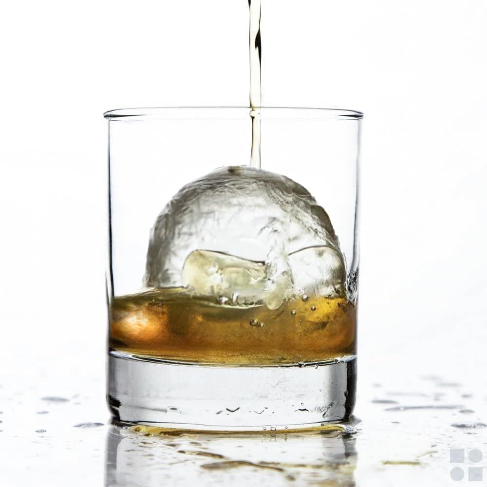 Glacio 100% Silicone Big Ice Cube Molds Combo - Giant Ice Cubes & Large Ice Sphere Mold Set - Ice Cube Molds for Cocktails and Whiskey Ice Cubes - Perfect for Craft Cocktails - Set of 2