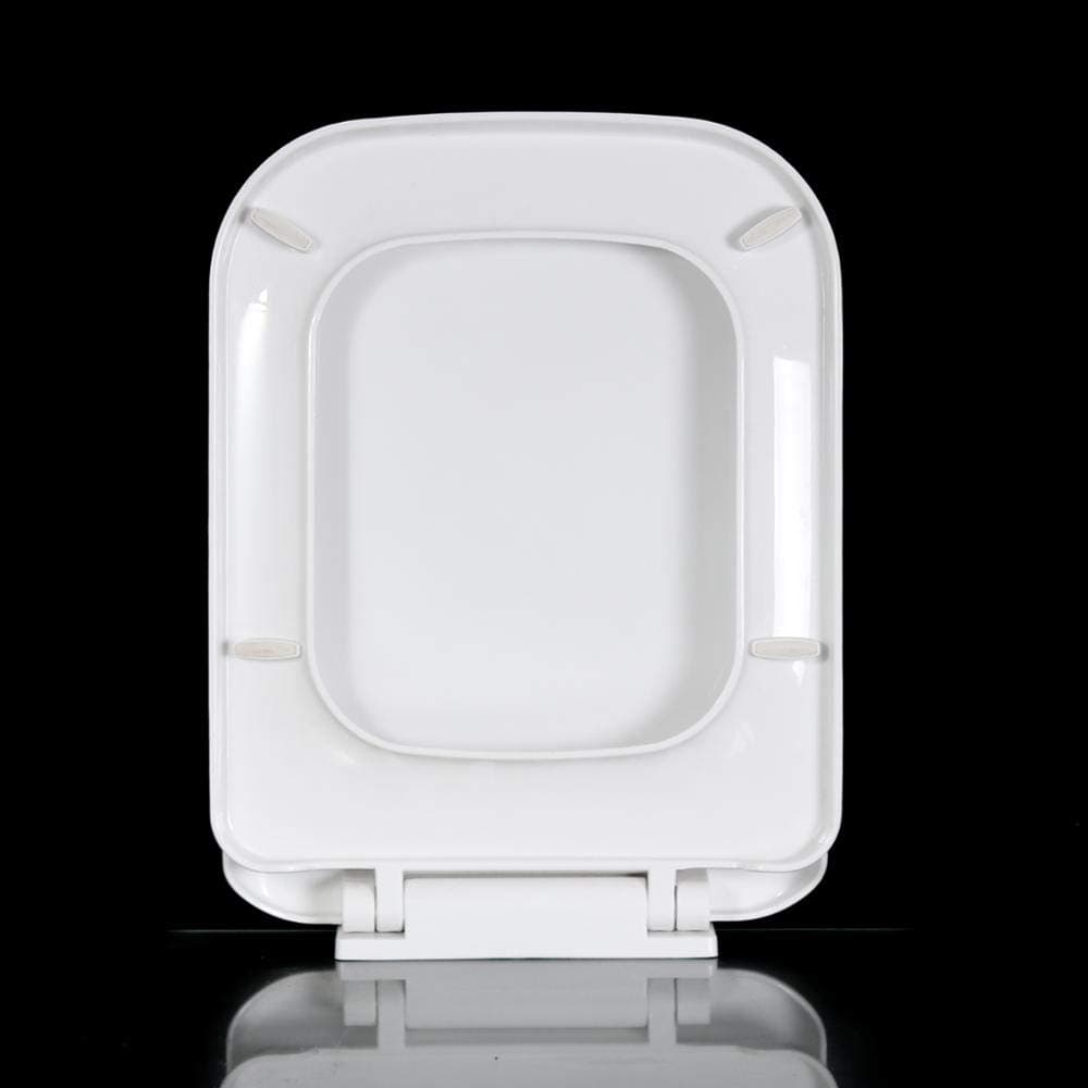 MLD RectangularShaped Quiet Close Toilet Seat Cover Hydraulic Noise Proof Plastic PP WC Seat Cover Commode Cover White Color