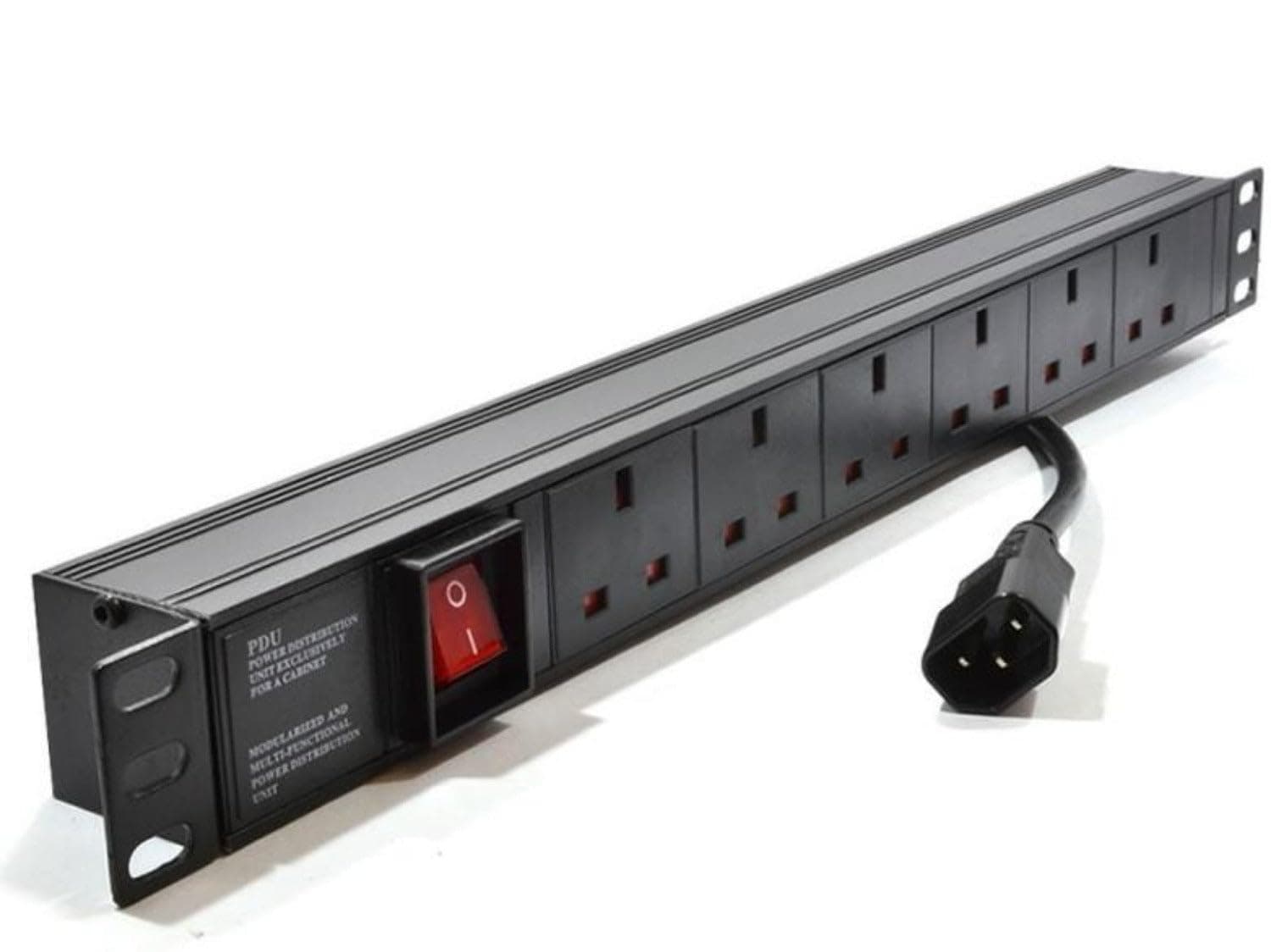 Dynamode 6 Way PDU Extension Lead - 13A Multi Plug Switched Power Distribution Unit Rack Mount Charging Station with 3M IEC14 Cable for Home Office 19 Inch PDU Server Cabinet, UK Socket Type