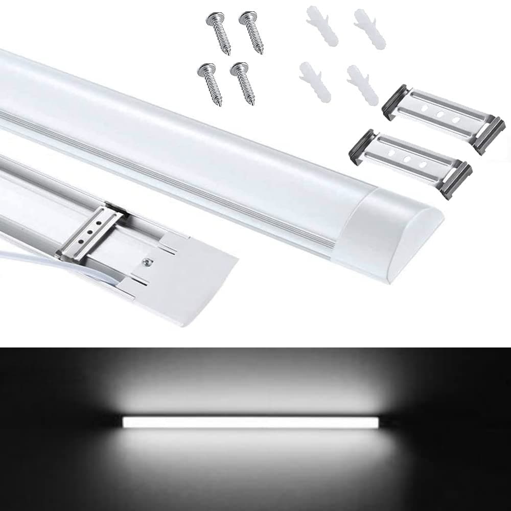 Manningham Lighting20x 5FT LED Batten Light Low Profile Wall Ceiling Surface Mounted Fitting 50W Slim Wide Tube Lighting for Home Shop Office, Daylight White 6000K