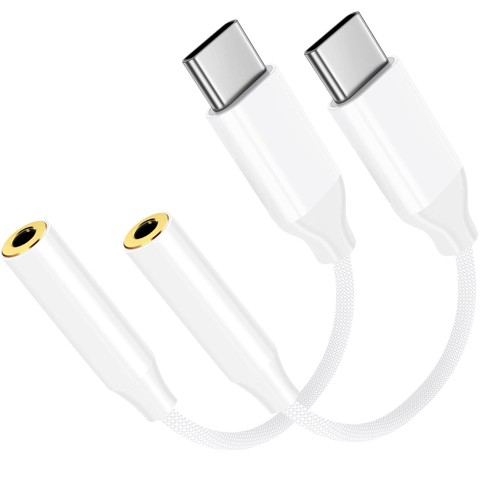USB C to 3.5mm Jack, Type C to Aux Audio Cable, Aux to USB C Earphone Adapter for Samsung Galaxy Pixel, iPad Pro, HUAWEI, Xiaom, OnePlus, SONY, Google and More Type C Devices (2Pcs)