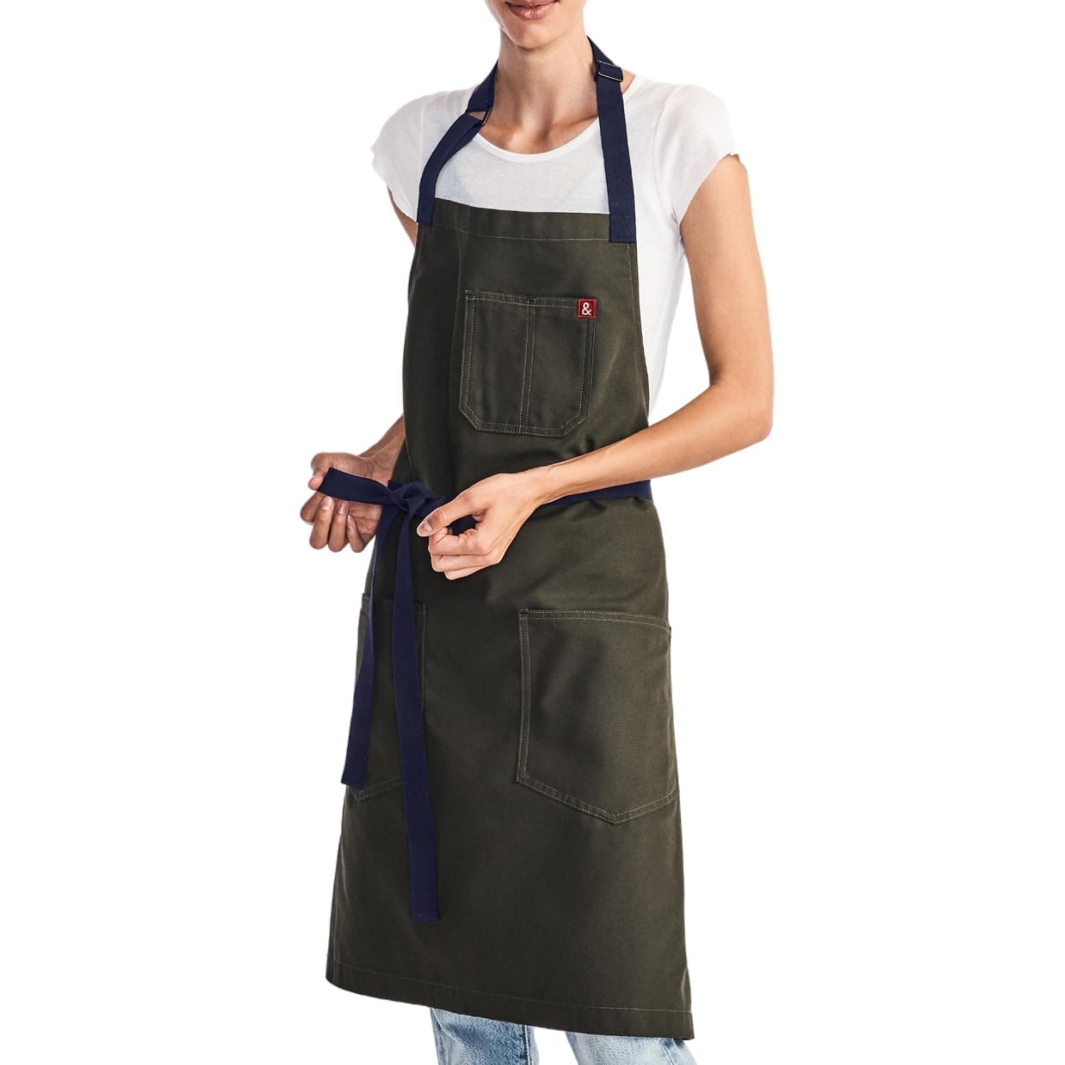 hedley & bennett Essential Apron - Professional Chef Apron with Pockets - Kitchen Apron for Men - Grilling Apron - Chef Aprons for Men - Apron for Women - 8oz 100% Cotton Canvas Fabric - Olive Green,