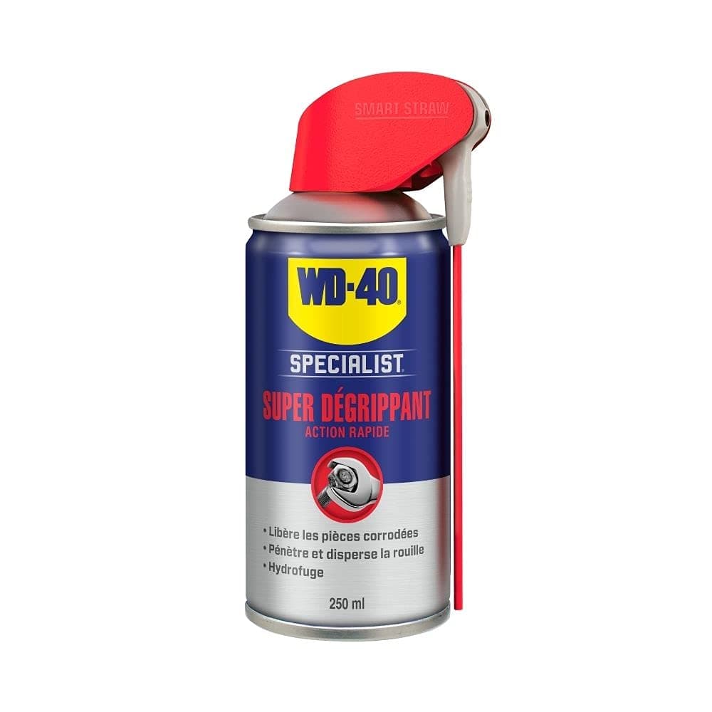 WD-40 Specialist • Special Penetrant • Double Position Spray • Immediate Efficiency • Quickly and Easily Loosens Parts • Water Resistant • Compatible with All Metals • 250 ml
